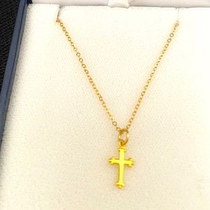 14k SOLID GOLD CROSS NECKLACE